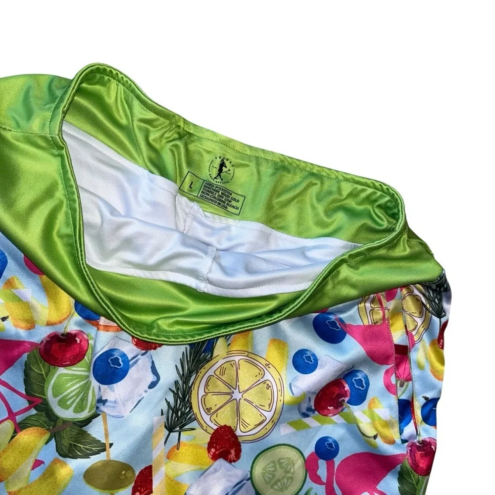 Flamingo citrus cocktails colorful golf skirt skort Shanks large L - Picture 4 of 5